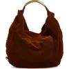 Moschino Handle Me Suede Hobo Bag In Brown
