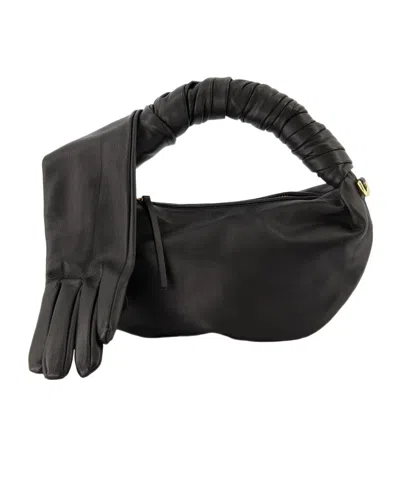 MOSCHINO GLOVE-HANDLE LEATHER TOTE BAG