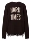 Moschino Distressed Ribbed Sweater With Cuffs And Hem In Black