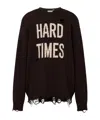 Moschino Distressed Ribbed Sweater With Cuffs And Hem In Black