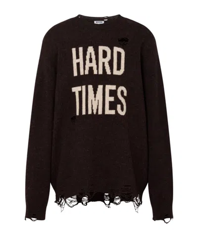 MOSCHINO MOSCHINO HARD TIMES DISTRESSED KNITTED JUMPER