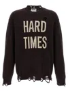 Moschino Distressed Ribbed Sweater With Cuffs And Hem In Black