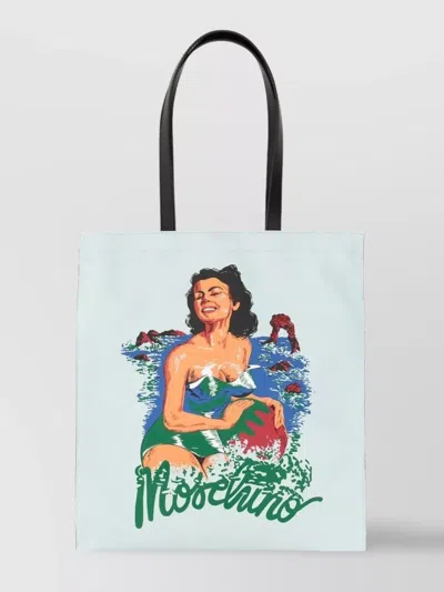 Moschino Hawaiian Print Tote Bag In Green