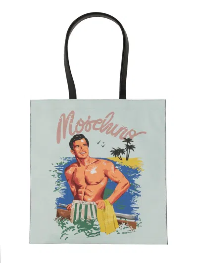 Moschino Hawaiian Print Tote Bag In Azure