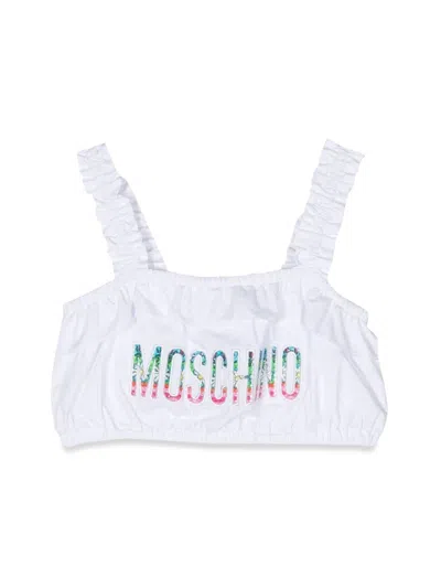 Moschino Headband Top With Logo Straps In White