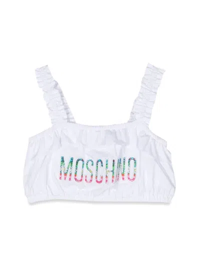 Moschino Kids' Headband Top With Logo Straps In White