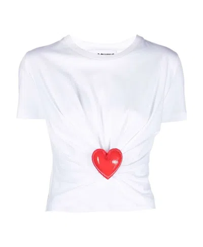Moschino Heart-appliqué Draped T-shirt In White