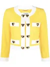 Moschino Couture Heart Buttons Crepe Jacket In Yellow