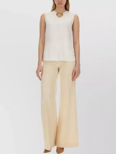 MOSCHINO HEART APPLIQUE SLEEVELESS BLOUSE WITH KEYHOLE BACK