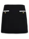 Moschino Heart-button Crepe Skirt With Grosgrain Detail In Black