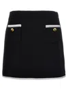 Moschino Heart-button Crepe Skirt With Grosgrain Detail In Black