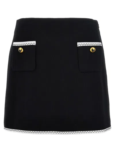 MOSCHINO HEART-BUTTON CREPE SKIRT WITH GROSGRAIN DETAIL