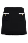 Moschino Heart-button Crepe Skirt With Grosgrain Detail In Black