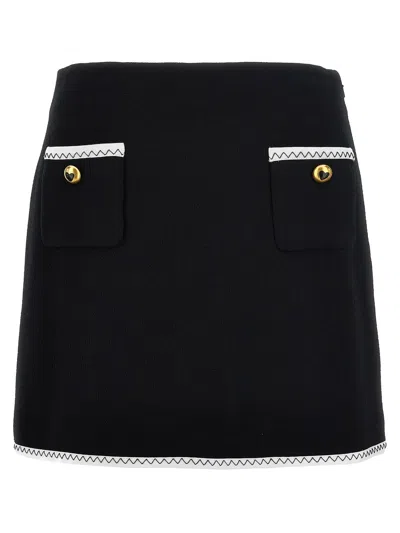 Moschino Viscose Wool Blend With Heart-button Pockets Skirt In Black