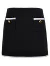 Moschino Heart-button Crepe Skirt With Grosgrain Detail In Black