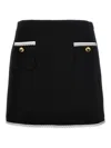 Moschino Heart-button Crepe Skirt With Grosgrain Detail In Black