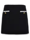 Moschino Heart-button Crepe Skirt With Grosgrain Detail In Black