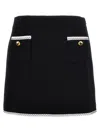 Moschino Heart-button Crepe Skirt With Grosgrain Detail In Black