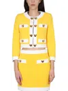 Moschino Couture Heart Buttons Crepe Jacket In Yellow