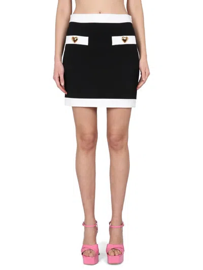 MOSCHINO MOSCHINO HEART BUTTONS CREPE MINISKIRT