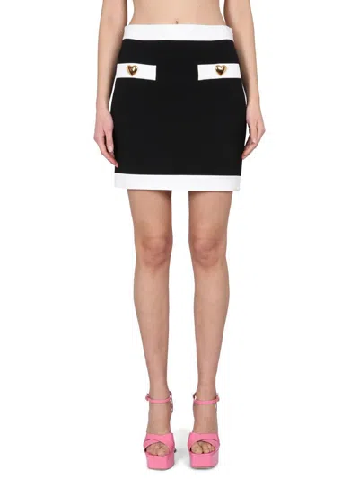 MOSCHINO MOSCHINO HEART BUTTONS CREPE MINISKIRT