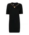 Moschino Dress With Gold Chain And Heart Pendant In Black