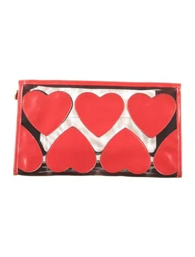 Pre-owned Moschino Heart Cosmetic Bag In Red