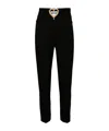 Moschino High-waisted Tailored Trousers With Heart Cut-out And Bead Embellishments In Black