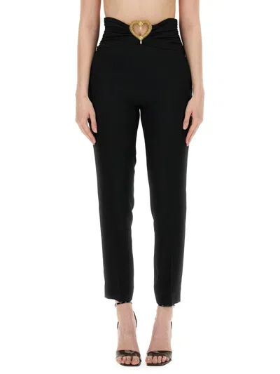 Moschino Heart Cut-out Tailored Trousers In Black