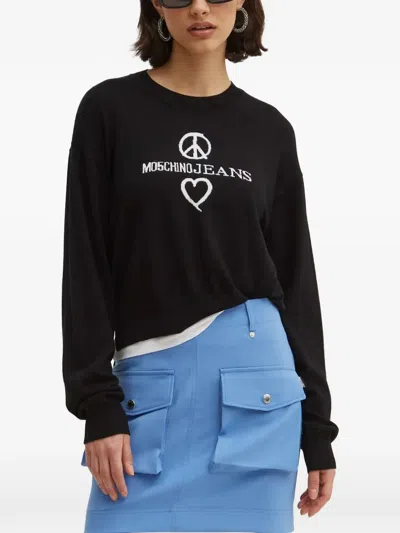 Moschino Heart-detail Long-sleeve Sweater In Black