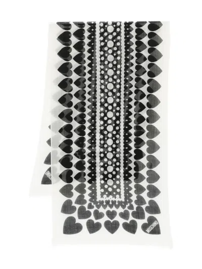 Moschino Heart-detail Scarf In Black