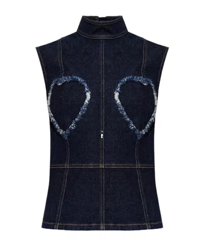 Moschino Heart Detail Sleeveless Top In Blue