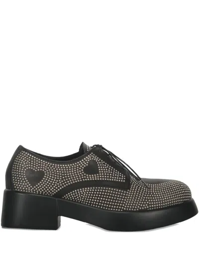 Moschino Heart-detail Studded Shoes In Black