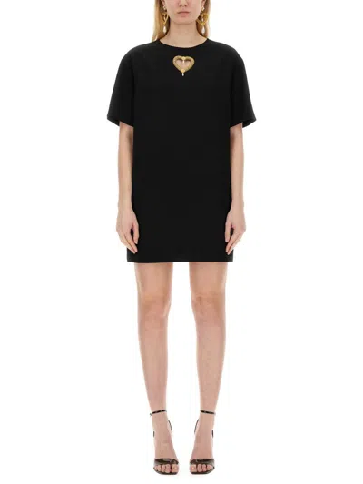 Moschino Round-collar Short-sleeve Dress In Black