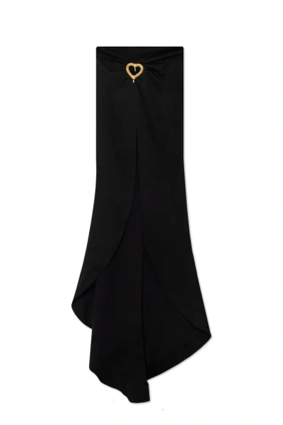 Moschino Heart Embellished Maxi Skirt In Black