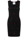 Moschino Heart-embroidered Knitted Minidress In Black