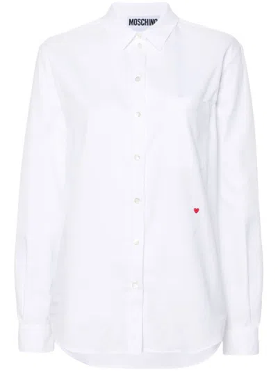 Moschino Heart-embroidered Shirt In White