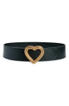 Moschino Heart Leather Belt In Black