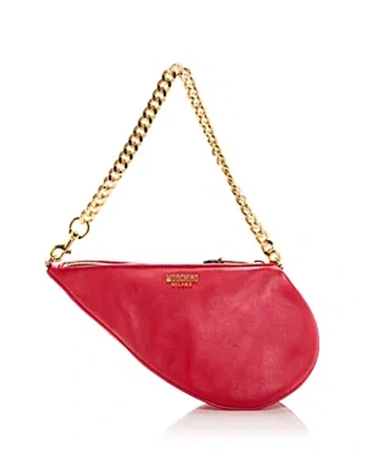 Moschino Heart Leather Shoulder Bag In Red