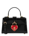 MOSCHINO HEART LOCK PATENT LEATHER SHOULDER BAG