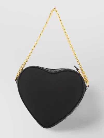 Moschino Heart Logo Chain Strap Bag In Black