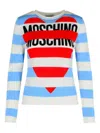 Moschino Jeans Multicolor Virgin Wool Sweater In Blue
