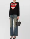 Moschino Heart Graphic Knit Sweater With Crew Neckline In Black