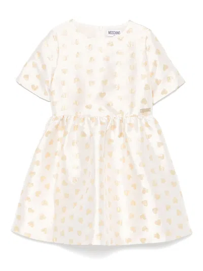 Moschino Kids' Heart-motif Dress In 中性色