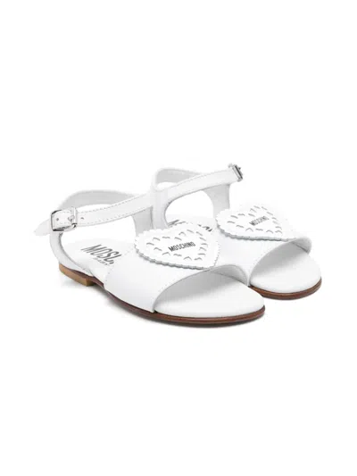 Moschino Kids' Heart-motif Sandals In White