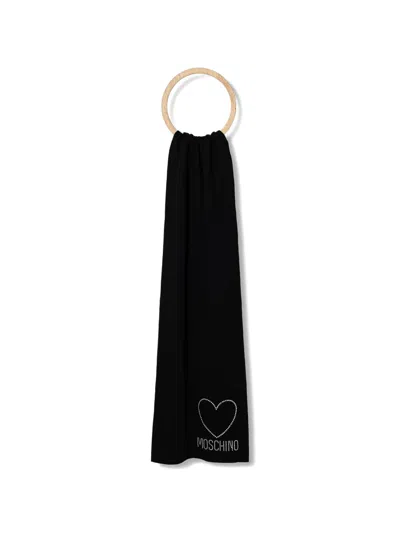 Moschino Heart-motif Scarf In Black