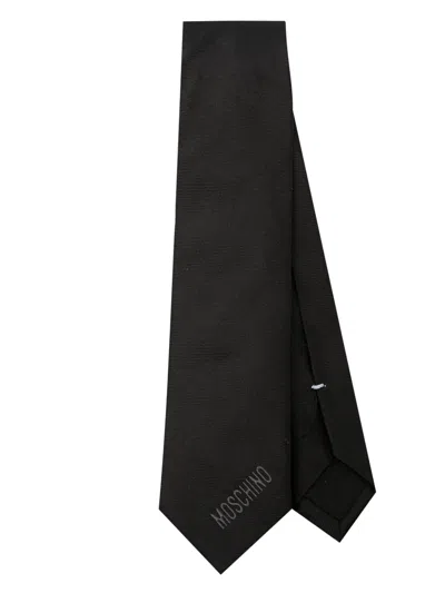 Moschino Heart-motif Silk Tie In Black
