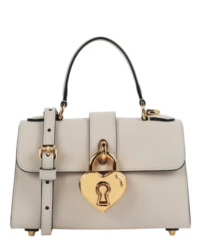 Moschino Heart-padlock Leather Shoulder Bag In Multi