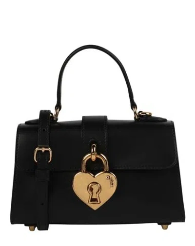 Moschino Heart-padlock Leather Shoulder Bag Woman Shoulder Bag Black Size - Calfskin