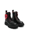 Moschino Heart-patch Combat Boots In Black